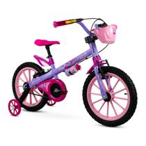 Bicicleta Infantil Aro 16 Com Rodinhas De Treinamento Nathor Bike Criança Menina Pixie Com Garrafinha