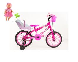 bicicleta infantil aro 16 feminina com acessórios,cadeirinha e boneca - vtc bikes