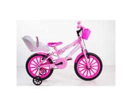 bicicleta infantil aro 16 feminina com acessórios e cadeirinha bicicleta infantil aro 16 feminina com acessórios e cadeirinha