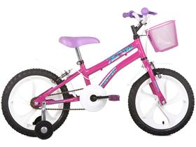 Bicicleta Infantil Aro 16 Houston Tina Rosa - com Rodinhas e Cesta