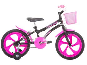 Bicicleta Infantil Aro 16 Houston Tina Rosa - com Rodinhas e Cesta