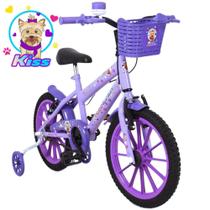 Bicicleta Infantil Aro 16 Kiss Lilas com Cesta Free Action
