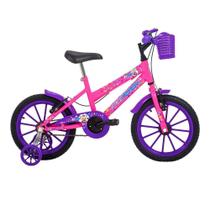 Bicicleta Infantil Aro 16 Kiss V-Brake Rosa Chicle com Cesta Frontal Free Action Bicicleta Infantil Aro 16 Kiss V-Brake Rosa Chicle com Cesta Frontal Free Action