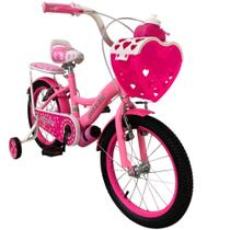 Bicicleta Infantil Aro 16 Menina Bicikids Princesa Rodinhas de Treinamento e Cestinha