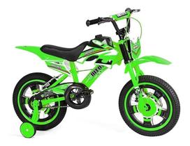 Bicicleta Infantil Aro 16 Moto Bike C/ Rodinha Menino - UNITOYS