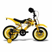Bicicleta Infantil Aro 16 Moto Bike C/ Rodinha Menino