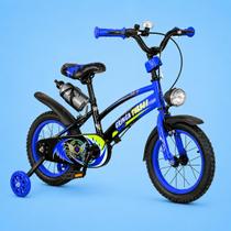 Bicicleta Infantil Aro 16 Old School Azul 4 a 8 Anos LED Pneu Grosso Farol Rodinhas Freio VBrake Completa