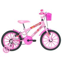 Bicicleta Infantil Aro 16 Polimet Polikids Rosa Com Rodinhas
