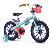 Bicicleta Infantil Aro 16 Regulável Princesa Sereia Ariel Cestinho Garrafinha e Rodinhas Nathor