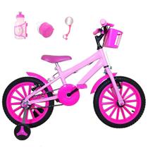 Bicicleta Infantil Aro 16 Rosa Bebê Kit Pink C/ Acessórios