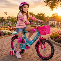Bicicleta Infantil Aro 16 Rosa Menina Com Rodas De Apoio