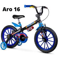 Bicicleta infantil aro 16 tech boy azul/preto oficial menino Bicicleta infantil aro 16 tech boy azul/preto oficial menino