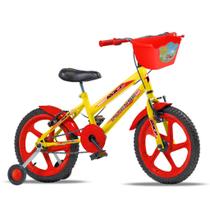 Bicicleta infantil Aro 16 V-brake com rodinha Colorida quadro Aço Carbono Intense Kids Cor Ama