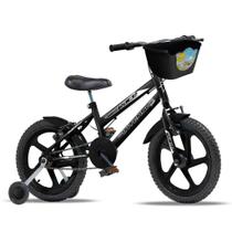 Bicicleta infantil Aro 16 V-brake com rodinha Colorida quadro Aço Carbono Intense Kids Cor Preto