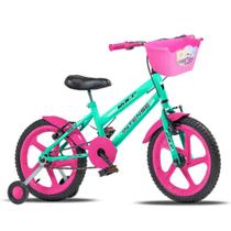 Bicicleta infantil Aro 16 Vbrake com rodinha Colorida quadro Aço Carbono Intense Kids Cor Vd Agua