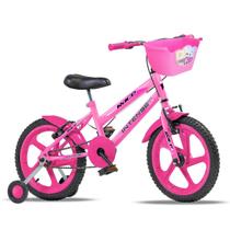 Bicicleta infantil Aro 16 Vbrake Meninas com rodinha Colorida quadro Aço Carbono Intense Kids Cor Pink