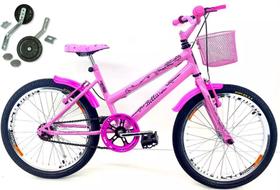 Bicicleta Infantil Aro 20 Feminina Aro Aero + Rodinha de Treinamento - Wolf Bike
