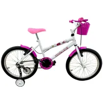 Bicicleta infantil aro 20 feminina branca com rodinhas.