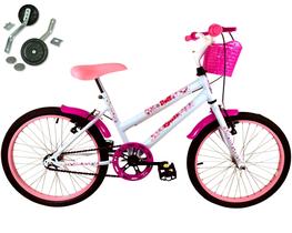 Bicicleta Infantil Aro 20 Feminina Com Cestinha + Rodinha Lateral - WOLF BIKE