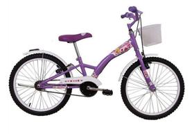 Bicicleta Infantil Aro 20 Feminina Fashion Lilas com Paralama e Cesta - Dalannio Bike