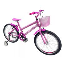 Bicicleta Infantil Aro 20 Feminina - Route Bike - Aro Aero Horus - Cestinha - Rodinha Lateral