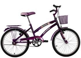 Bicicleta Infantil Aro 20 Feminina Susi Roxa Com Para-lama e Cesta - Dalannio Bike