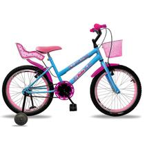 Bicicleta Infantil Aro 20 Feminino Com Cadeirinha De Boneca Cestinha e Rodinha