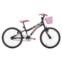 Bicicleta Infantil Aro 20 Houston Nina Com Cesta Freio V-brake Preta