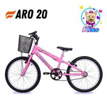 Bicicleta Infantil Aro 20 Kiss Menina com Cesta Rosa Free Action