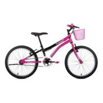Bicicleta Infantil Aro 20 Passeio Nina Preto/Rosa Cestinha - Houston