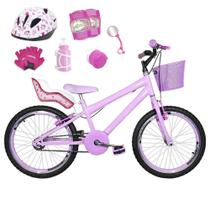 Bicicleta Infantil Aro 20 Rosa Bebê Kit E Roda Aero Rosa Bebê C/ Cadeirinha de Boneca Completa