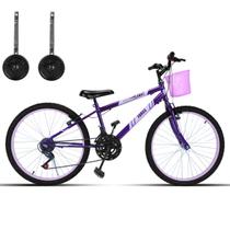 Bicicleta Infantil Aro 24 Com Cestinha e Rodinhas 18 Marcha - FORSS