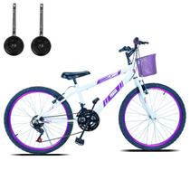 Bicicleta Infantil Aro 24 Com Cestinha e Rodinhas 18 Marcha - FORSS