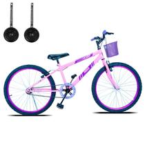 Bicicleta Infantil Aro 24 Com Cestinha e Rodinhas Sem Marcha - FORSS
