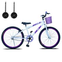 Bicicleta Infantil Aro 24 Com Cestinha e Rodinhas Sem Marcha