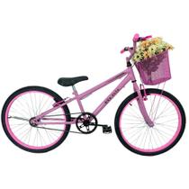 Bicicleta Infantil Aro 24 Mtb Cesta Feminina Rosa Bebê