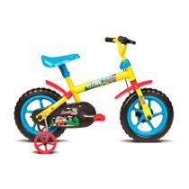 Bicicleta infantil azul amarelo vermelho aro 12 co freio