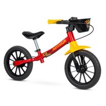 Bicicleta Infantil Balance Bike Fast Vermelha Com Cesta Aro 12 Nathor