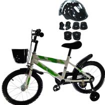 Bicicleta Infantil Branca Aro 16 Com Cestinha E Kit Proteção