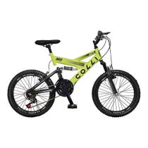 Bicicleta Infantil Colli GPS20 Aro 20, 21 Marchas, Tamanho Quadro 14, Aço Carbono, Dupla Suspensão, Amarelo