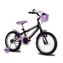 Bicicleta Infantil Com Rodinhas Aro 16 Danny Preta e Lilás Verden Bikes Bicicleta Infantil Com Rodinhas Aro 16 Danny Preta e Lilás Verden Bikes