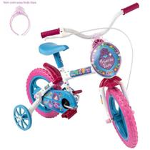 Bicicleta Infantil com Rodinhas Menina Aro 12 Rosa Azul Styll Baby Princesa C/tiara