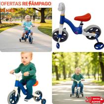 Bicicleta Infantil de Equilíbrio 2 em 1 com Rodinhas Removíveis Aprendizado Brinquedo Educativo Presente Crianças Azul
