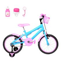 Bicicleta Infantil Feminina Aro 16 Alumínio Colorido + Kit Passeio