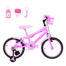 Bicicleta Infantil Feminina Aro 16 Alumínio Colorido + Kit Passeio