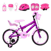 Bicicleta Infantil Feminina Aro 16 Alumínio Colorido + Kit Premium