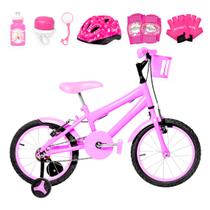 Bicicleta Infantil Feminina Aro 16 Alumínio Colorido + Kit Proteção