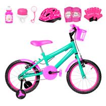 Bicicleta Infantil Feminina Aro 16 Alumínio Colorido + Kit Proteção