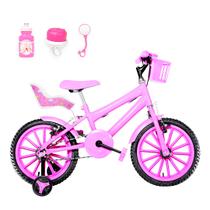 Bicicleta Infantil Feminina Aro 16 Nylon + Kit Passeio e Cadeirinha