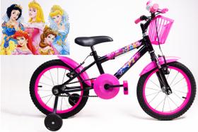 Bicicleta Infantil Feminina Aro 16 - Preto e Pink- Personagem